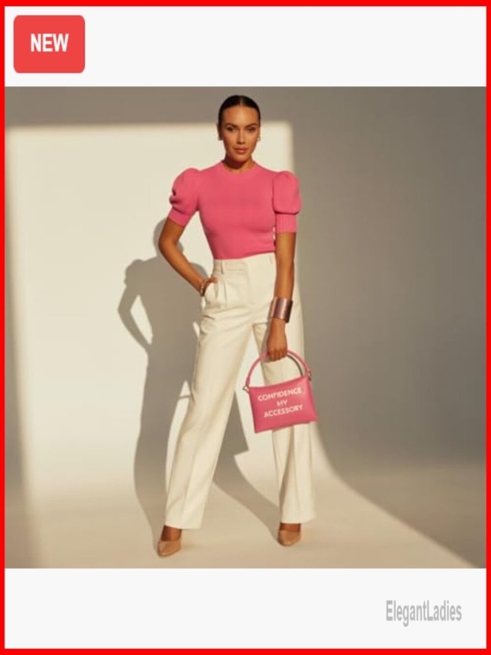 Puff Short Sleeve Sweater Top Spring Summer Trendy Crew Neck Casual Blouse - Picture 5 of 7